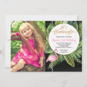 Laten we roze gouden Flamingo-verjaardagsfoto flam Kaart (Voorkant)