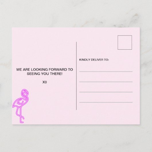 Laten we roze neon Flamingo 30th Birthday I Uitnodiging Briefkaart (Achterkant)
