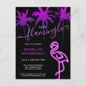 Laten we roze neon Flamingo 30th Birthday I Uitnodiging Briefkaart (Voorkant)