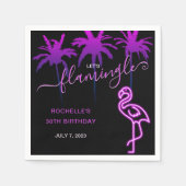 Laten we roze Neon Flamingo Birthday laten flaming Servet (Voorkant)