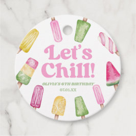 Laten we roze Retro Popsicle verjaardagsfeestje ko Bedankjes Labels