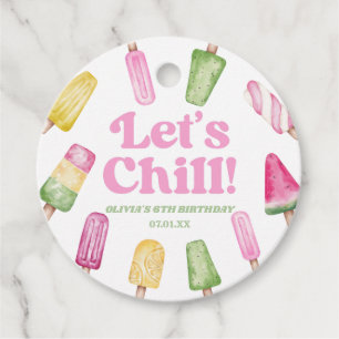 Laten we roze Retro Popsicle verjaardagsfeestje ko Bedankjes Labels