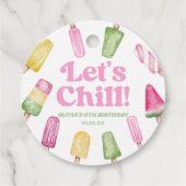 Laten we roze Retro Popsicle verjaardagsfeestje ko Bedankjes Labels (Achterkant)