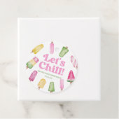 Laten we roze Retro Popsicle verjaardagsfeestje ko Bedankjes Labels (In situ)