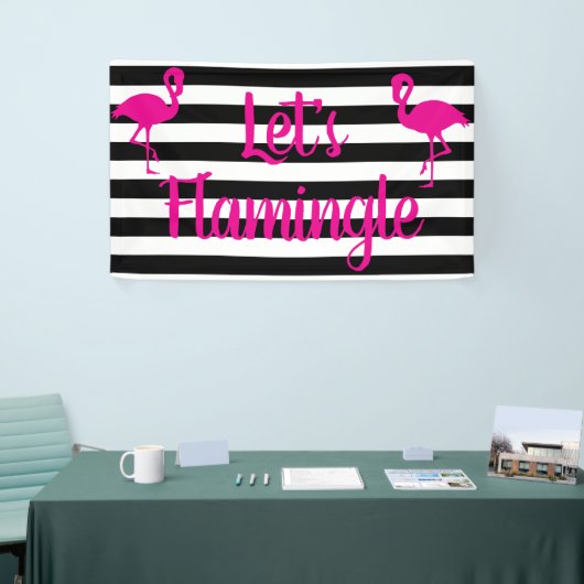 Laten we roze vlamingle Flamingo laten knipperen Spandoek (Beurs)