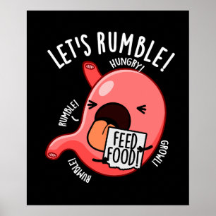 Laten we Rumble Funny Maag Pun Dark BG Poster