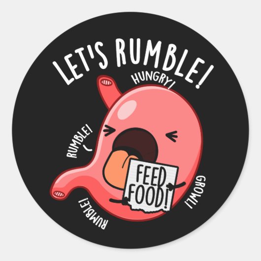 Laten we Rumble Funny Maag Pun Dark BG Ronde Sticker (Voorkant)