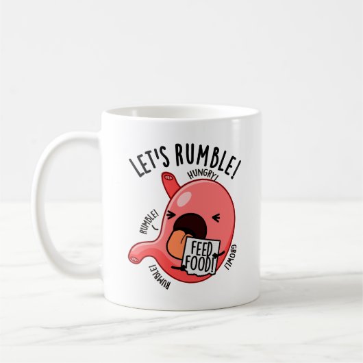 Laten we Rumble Funny Maag Pun Koffiemok (Links)
