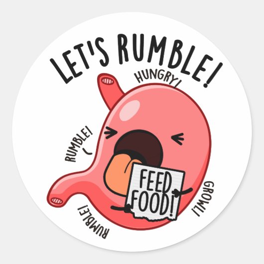Laten we Rumble Funny Maag Pun Ronde Sticker (Voorkant)