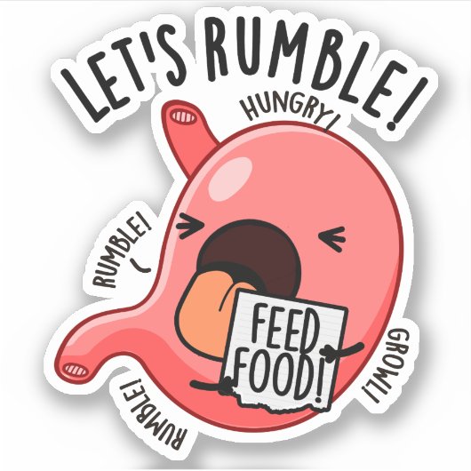 Laten we Rumble Funny Maag Pun Sticker (Voorkant)