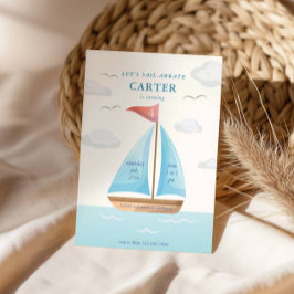 Laten we Sail-abrate Zeilboot Nautische Verjaardag Kaart