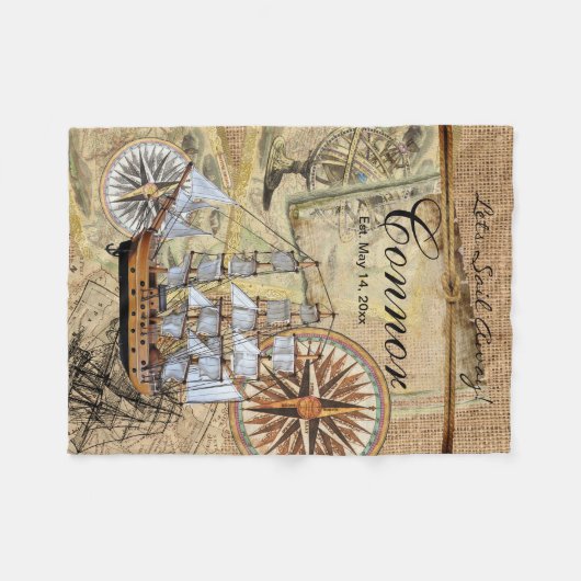 Laten we Sail Away  Ship Fleece Deken (Voorkant (Horizontaal))