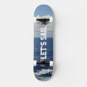 Laten we Sail Blue Ocean Fluffy White Clouds Persoonlijk Skateboard (Voorkant)