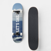 Laten we Sail Blue Ocean Fluffy White Clouds Persoonlijk Skateboard (Voorkant)