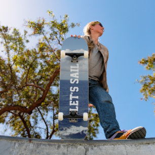 Laten we Sail Blue Ocean Fluffy White Clouds Persoonlijk Skateboard