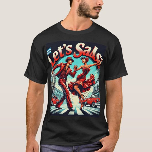Laten we Salsa Bold en Vibrant Salsa Dance T-shirt (Voorkant)