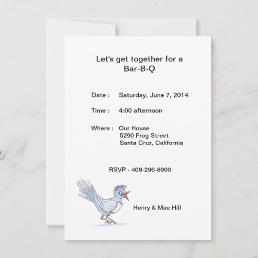 Laten we samen Bar-B-Q uitnodigen Kaart (Achterkant)