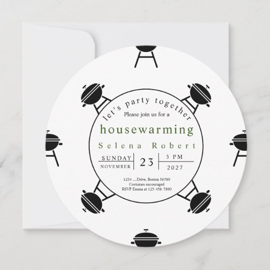 Laten we samen BBQ record housewarming feesten Kaart (Voorkant)