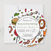 Laten we samen BBQ record housewarming feesten Kaart (Voorkant)