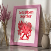 Laten we samen bloeien Hart Mascot Retro Art Print