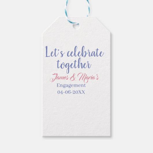 Laten we samen de verlovingspartij vieren naam dat cadeaulabel (Voorkant)