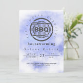 Laten we samen feesten BBQ Blue housewarming Moder Kaart (Staand voorkant)