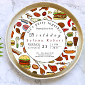 Laten we samen feesten BBQ record uitnodiging