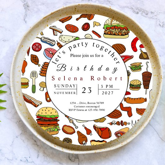 laten we samen feesten BBQ-recorduitnodiging Kaart