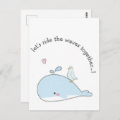 Laten we samen golven rijden Schattigee walvissen  Briefkaart (Voorkant / Achterkant)