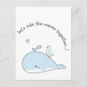 Laten we samen golven rijden Schattigee walvissen  Briefkaart (Voorkant)