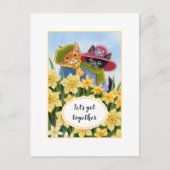 "Laten we samen komen" Gepersonaliseerde Kitty Cat Briefkaart (Voorkant)