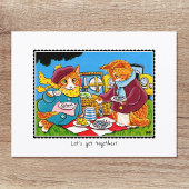 'Laten we samen komen' Kitty Cat Custom Briefkaart