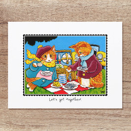 'Laten we samen komen' Kitty Cat Custom Briefkaart