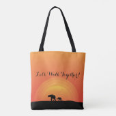 "Laten we samen lopen" Sunset Elephant Designer Tote Bag (Achterkant)