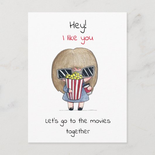 Laten we samen naar de films gaan / Chibi Briefkaart (Voorkant)