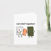 Laten we samen rollen! Kawaii Sushi Feestdagen Kaart (Voorkant)