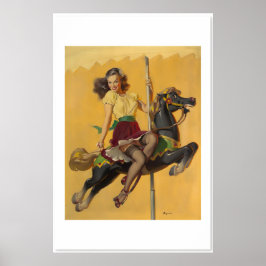Laten we samen rond gaan Elvgren draaimolenpaard Poster