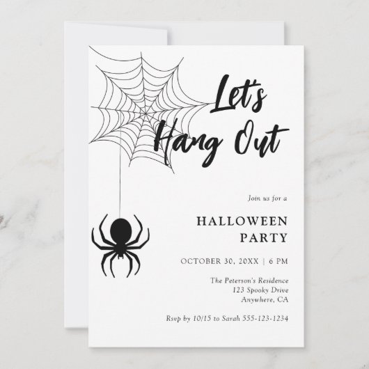 Laten we Samen Uit Hangen Script Spinneweb Hallowe Kaart (Voorkant)
