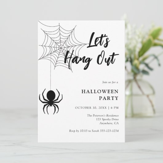 Laten we Samen Uit Hangen Script Spinneweb Hallowe Kaart (Staand voorkant)