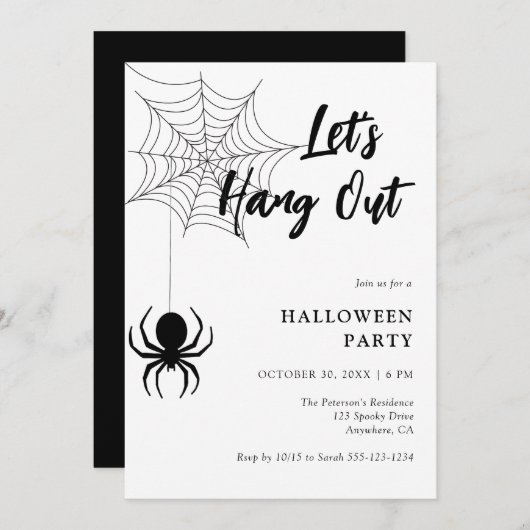 Laten we Samen Uit Hangen Script Spinneweb Hallowe Kaart (Voorkant / Achterkant)