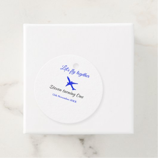 Laten we samen vliegen eerste verjaardag vliegtuig bedankjes labels (In situ)