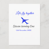 Laten we samen vliegen eerste verjaardag vliegtuig briefkaart (Voorkant)