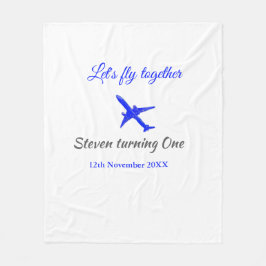 Laten we samen vliegen eerste verjaardag vliegtuig fleece deken