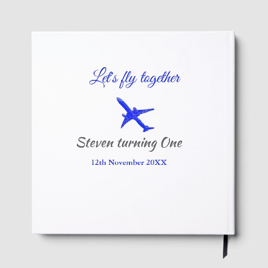 Laten we samen vliegen eerste verjaardag vliegtuig gastenboek (Achterkant)