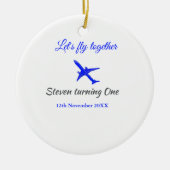 Laten we samen vliegen eerste verjaardag vliegtuig keramisch ornament (Voorkant)