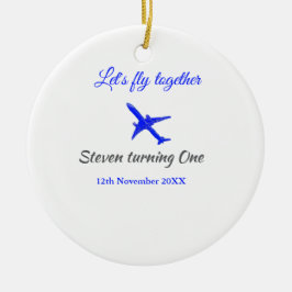 Laten we samen vliegen eerste verjaardag vliegtuig keramisch ornament