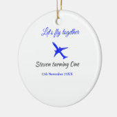 Laten we samen vliegen eerste verjaardag vliegtuig keramisch ornament (Links)