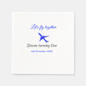 Laten we samen vliegen eerste verjaardag vliegtuig servet (Voorkant)