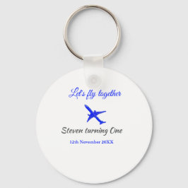 Laten we samen vliegen eerste verjaardag vliegtuig sleutelhanger