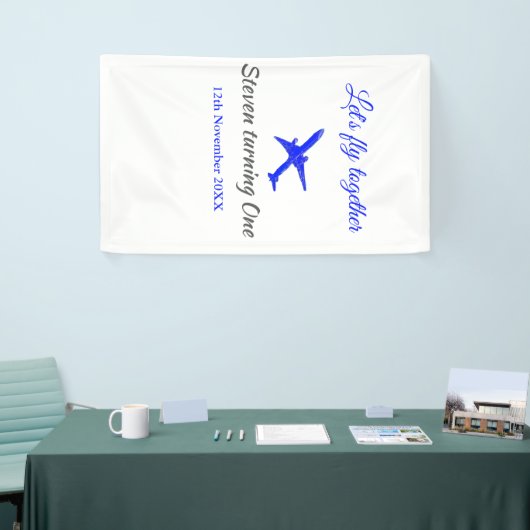 Laten we samen vliegen eerste verjaardag vliegtuig spandoek (Beurs)